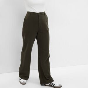 Gap Mid Rise Wide-Leg Khakis black cotton tincel lyocell slacks trouser 18 tall